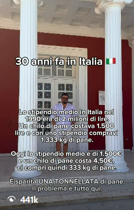Reel “30 anni fa in Italia” con 441k views
