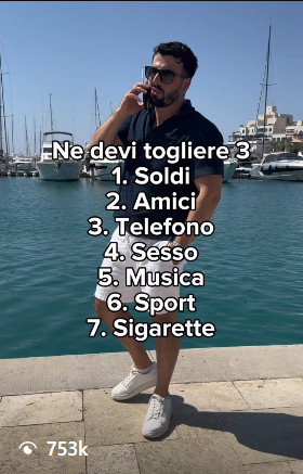 Reel “Ne devi togliere 3” con 753k views